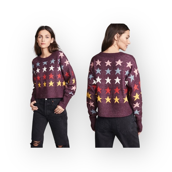 new Wildfox Couture ★ Rainbow Star Elektra Knit Sweater ★ Crushed Berry - Picture 13 of 16